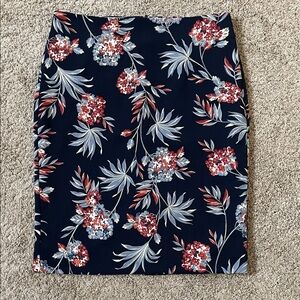 Ann Taylor Factory Floral Print Navy Skirt Size 4